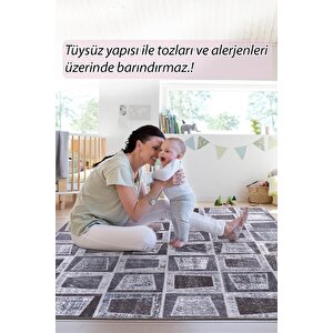 Folk Patchwork Desenli Dokuma Taban Dekoratif Siyah Halı (ba 17)