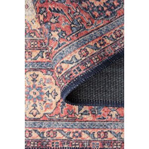 Blues Şönil Vintage Desenli Dokuma Taban Dekoratif Lacivert Mutfak, Salon Halısı (al 26)