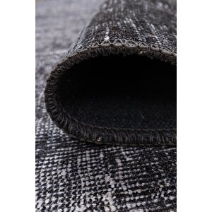 Patchwork Desenli Salon Halısı, Dokuma Taban Dekoratif Şönil Siyah Halı Jazz Al 81
