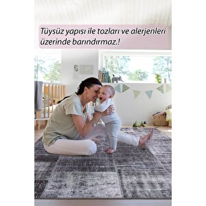 Patchwork Desenli Salon Halısı, Dokuma Taban Dekoratif Şönil Siyah Halı Jazz Al 81