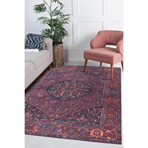 Folk Vintage Desenli Dokuma Taban Dekoratif Bordo Halı (ba 18) 140x190 cm