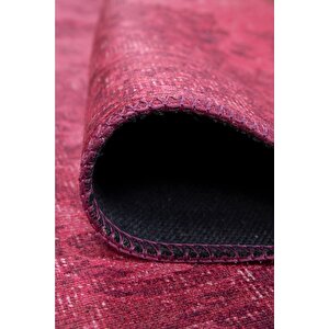 Folk Vintage Desenli Dokuma Taban Dekoratif Pembe Halı (ba 38)