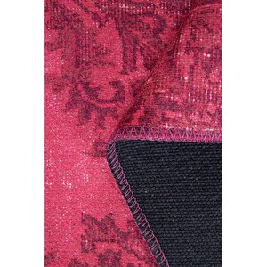 Folk Vintage Desenli Dokuma Taban Dekoratif Pembe Halı (ba 38)