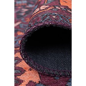 Folk Vintage Desenli Dokuma Taban Dekoratif Bordo Halı (ba 18)