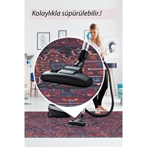 Folk Vintage Desenli Dokuma Taban Dekoratif Bordo Halı (ba 18)