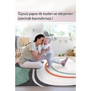 Modern Salon, Mutfak, Genç Odası Halısı Dokuma Taban Dekoratif Şönil Renkli Halı Funk Al 397