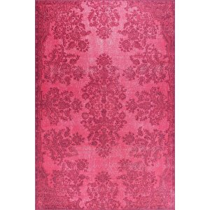 Folk Vintage Desenli Dokuma Taban Dekoratif Pembe Halı (ba 38) 75x230 cm