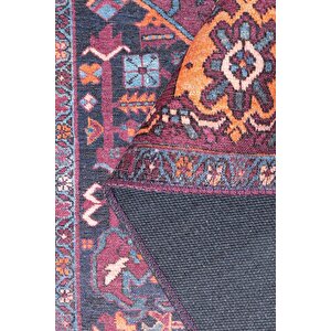 Folk Vintage Desenli Dokuma Taban Dekoratif Bordo Halı (ba 18)