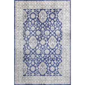 Fuga Yumuşak Dokulu Lacivert Vintage Desenli Halı Ka 08 80x150 cm