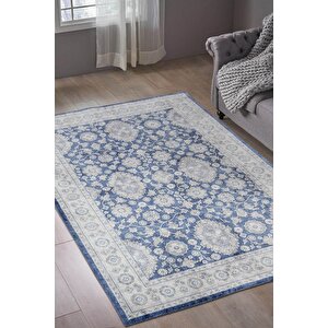 Fuga Yumuşak Dokulu Lacivert Vintage Desenli Halı Ka 08 160x230 cm