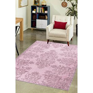 Folk Vintage Desenli Dokuma Taban Dekoratif Pembe Halı (ba 02) 75x150 cm