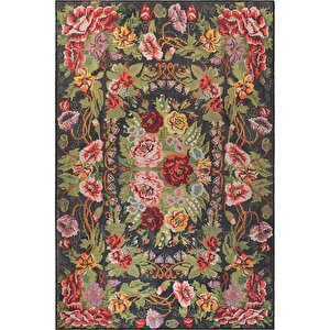 Etnik Karabağ Kilim Desenli Halı, Dokuma Taban Dekoratif Şönil Renkli Halı Soul Al 31 250x350 cm