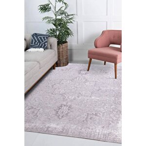 Fuga Yumuşak Dokulu Vintage Desenli Gri Halı Ka 01 80x150 cm