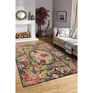 Etnik Karabağ Kilim Desenli Halı, Dokuma Taban Dekoratif Şönil Renkli Halı Soul Al 31 210x310 cm
