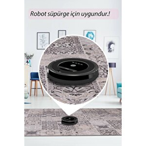 Folk Modern Dokuma Taban Dekoratif Gri Halı (ba 26)