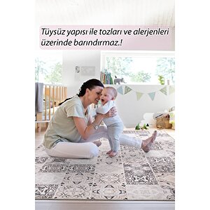Folk Modern Dokuma Taban Dekoratif Gri Halı (ba 26)