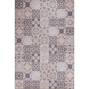 Folk Modern Dokuma Taban Dekoratif Gri Halı (ba 26) 75x150 cm