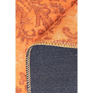 Folk Vintage Desenli Dokuma Taban Dekoratif Turuncu Halı (ba 12)