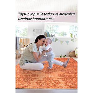 Folk Vintage Desenli Dokuma Taban Dekoratif Turuncu Halı (ba 12)