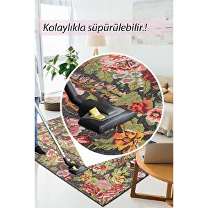 Etnik Karabağ Kilim Desenli Halı, Dokuma Taban Dekoratif Şönil Renkli Halı Soul Al 31