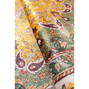 Artloop Fuga Yumuşak Dokulu Sarı Vintage Desenli Halı Ka 17