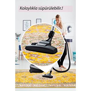 Artloop Fuga Yumuşak Dokulu Sarı Vintage Desenli Halı Ka 17