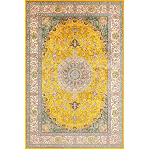 Fuga Yumuşak Dokulu Sarı Vintage Desenli Halı Ka 17 160x230 cm