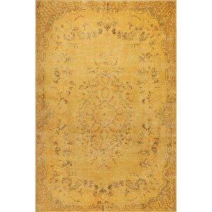 Eskitme Desenli Halı, Dokuma Taban Dekoratif Şönil Sarı Halı Dorian Al 27 230x330 cm