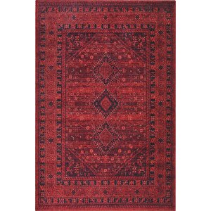 Etnik Kilim Desenli Halı, Dokuma Taban Dekoratif Şönil Kırmızı Halı Soul Al 219 150x230 cm