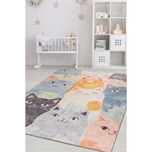 Minor Kedi Desenli Dokuma Taban Dekoratif Çocuk Odası Halısı Al 434 300x400 cm