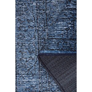 Eskitme Desenli Halı, Dokuma Taban Dekoratif Şönil Lacivert Halı Dorian Al 138