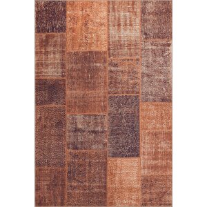 Patchwork Desenli Salon Halısı, Dokuma Taban Dekoratif Şönil Turuncu Halı Jazz Al 62 75x150 cm