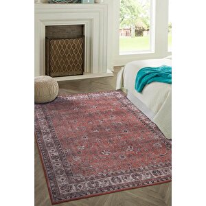 Folk Vintage Desenli Dokuma Taban Dekoratif Kırmızı Halı (ba 42) 75x230 cm