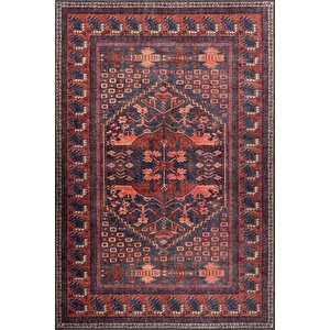 Fuga Yumuşak Dokulu Bordo Etnik Desenli Halı Ka 44 80x300 cm