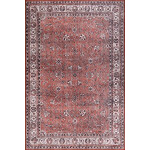 Folk Vintage Desenli Dokuma Taban Dekoratif Kırmızı Halı (ba 42) 210x210 cm