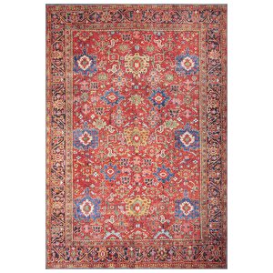 Etnik Kilim Desenli Halı, Dokuma Taban Dekoratif Şönil Kırmızı Halı Soul Al 181 300x400 cm