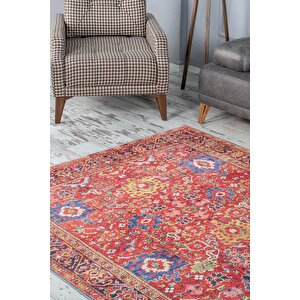 Etnik Kilim Desenli Halı, Dokuma Taban Dekoratif Şönil Kırmızı Halı Soul Al 181 300x400 cm