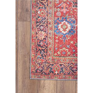 Etnik Kilim Desenli Halı, Dokuma Taban Dekoratif Şönil Kırmızı Halı Soul Al 181 300x400 cm
