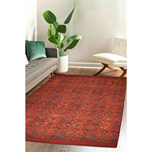 Eskitme Desenli Halı, Dokuma Taban Dekoratif Şönil Kırmızı Halı Dorian Al 227 230x330 cm