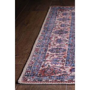 Blues Şönil Vintage Desenli Dokuma Taban Dekoratif Rustik Salon, Mutfak Halısı (al 84)