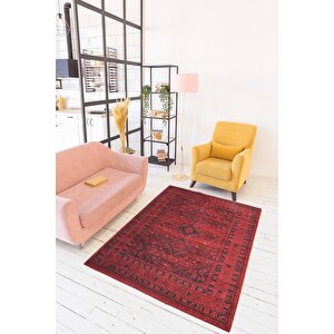 Etnik Kilim Desenli Halı, Dokuma Taban Dekoratif Şönil Kırmızı Halı Soul Al 219 250x250 cm 