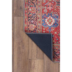 Etnik Kilim Desenli Halı, Dokuma Taban Dekoratif Şönil Kırmızı Halı Soul Al 181