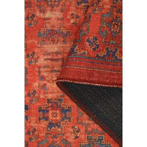 Eskitme Desenli Halı, Dokuma Taban Dekoratif Şönil Kırmızı Halı Dorian Al 227