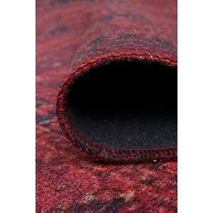 Etnik Kilim Desenli Halı, Dokuma Taban Dekoratif Şönil Kırmızı Halı Soul Al 219