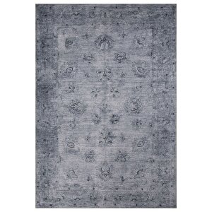 Eskitme Desenli Halı, Dokuma Taban Dekoratif Şönil Gri Halı Dorian Al 166 230x230 cm