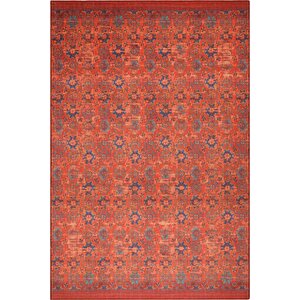 Eskitme Desenli Halı, Dokuma Taban Dekoratif Şönil Kırmızı Halı Dorian Al 227 210x310 cm