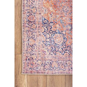 Vintage Eskitme Desenli Halı, Dokuma Taban Dekoratif Şönil Kırmızı Halı Blues Al 370 150x230 cm