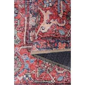 Vintage Eskitme Desenli Halı, Dokuma Taban Dekoratif Şönil Kırmızı Halı Blues Al 354