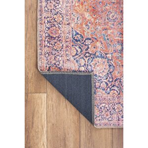 Vintage Eskitme Desenli Halı, Dokuma Taban Dekoratif Şönil Kırmızı Halı Blues Al 370