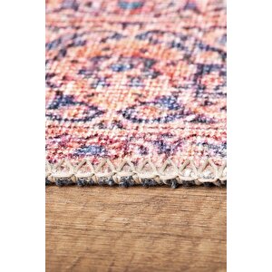 Vintage Eskitme Desenli Halı, Dokuma Taban Dekoratif Şönil Kırmızı Halı Blues Al 370